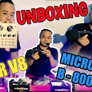 UNBOXING MICROPHONE B - 800 DAN MIXER V8 RECOMMENDED UNTUK PODCAST,RECORDING, COVER LAGU DLL !!!